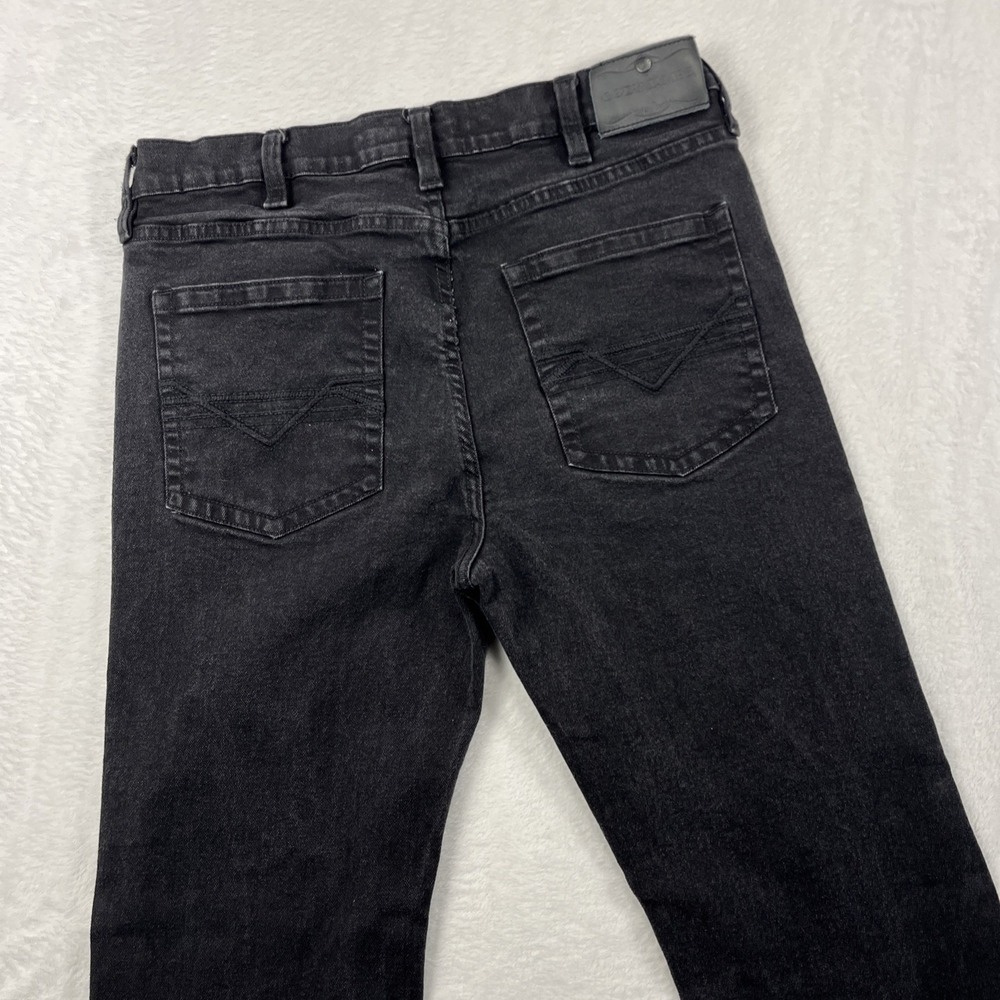 Cody James Mens Duke Relaxed Bootcut Jeans 36X32 Wolfstooth Black Wash Denim